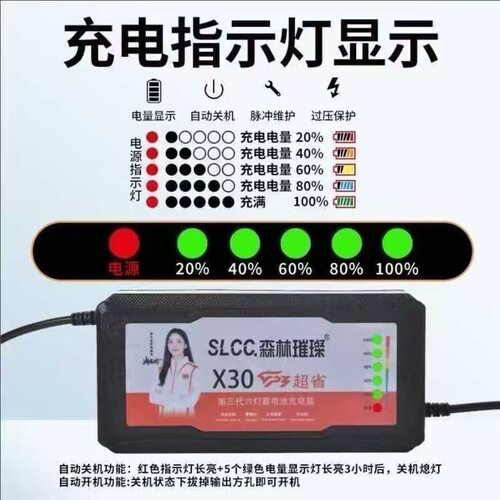 森林璀璨自动断电智能电动车充电器48V60V72V铅酸电20AH30AH35AH