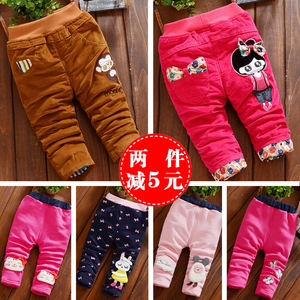 女童打底裤秋冬款可开档纯棉加绒加厚0-1-2-3岁女宝宝婴幼童长裤