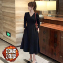 法式 内搭长裙女气质高级感小黑裙 赫本风黑色打底连衣裙2025年春款