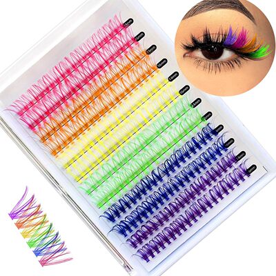 彩色假睫毛colored lash clusters individual lashes d curl