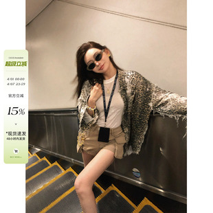 外套薄款 李婉君 jisoo同款 韩系复古豹纹印花衬衫 防晒上衣 夏季