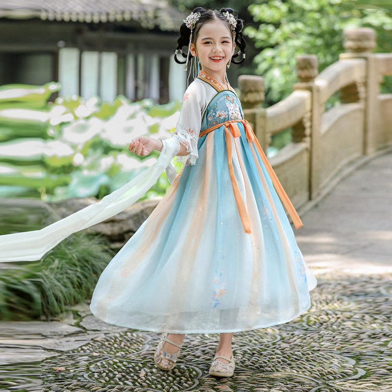 女童汉服春夏款2024新款中古装超仙公主裙儿童唐装襦裙连衣裙