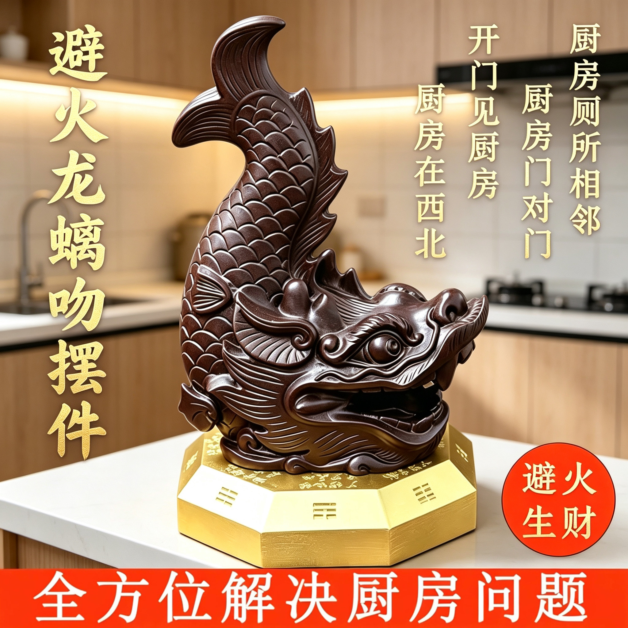 鸱吻摆件避火龙螭吻陶瓷鳌鱼瑞兽乾位厨房西北西南角一对装龙九子