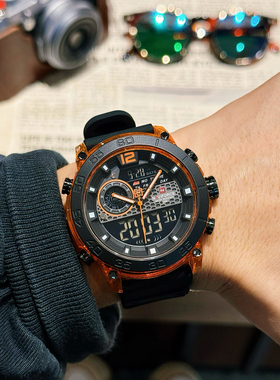 领翔naviforce新款青少年初高中生体育训练运动防水电子表闹钟表