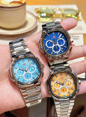 MINIFOCUS新款高档商务男士钢带手表精致高级感考公可戴彩盘男表