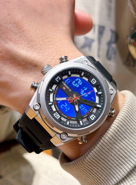 naviforce领翔新款青少年金属风运动电子表大表盘个性霸气手表男