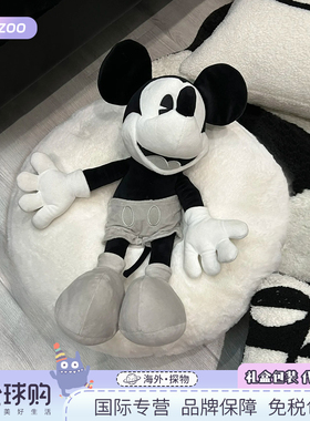英国黑白复古米奇玩偶Mickey毛绒玩具公仔儿童抱枕男朋友女友礼物