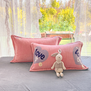 48x74冬加厚枕套一对装家用枕头套牛奶绒枕芯套罩成人法兰绒枕套