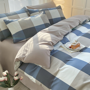 简约水洗棉床上四件套单件被套宿舍学生床单款三件套床上用品床笠