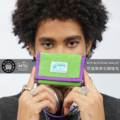 RGH 防盗刷尼龙钱包轻薄防水卡包零钱包女款 绿紫撞色银包大学生男