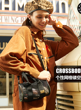 RGH 网格镂空网格单肩包网眼斜挎包女轻便潮牌网球演唱便携手机包