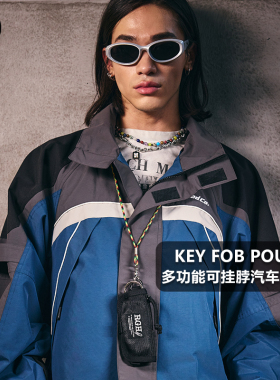 RGH 多功能汽车钥匙包男便携挂绳钥匙迷你小包夹零钱包尼龙小挂包