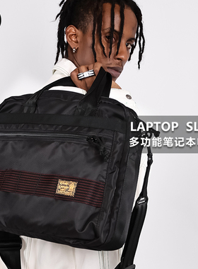 Rough Enough新款17寸笔记本电脑包男士斜跨多功能商务手提公文包黑色经典防水耐刮多功能男生手提包商务斜跨