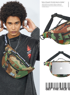 Rough Enough防水迷彩斜挎包战术腰包男士胸包复古机能骑行运动包