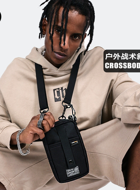 Rough Enough潮牌单肩斜挎包男生户外手机包学生多功能复古小挂包