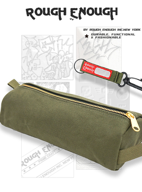 RGH 美式笔袋帆布文具盒大容量铅笔袋复古铅笔盒多功能圆筒收纳包