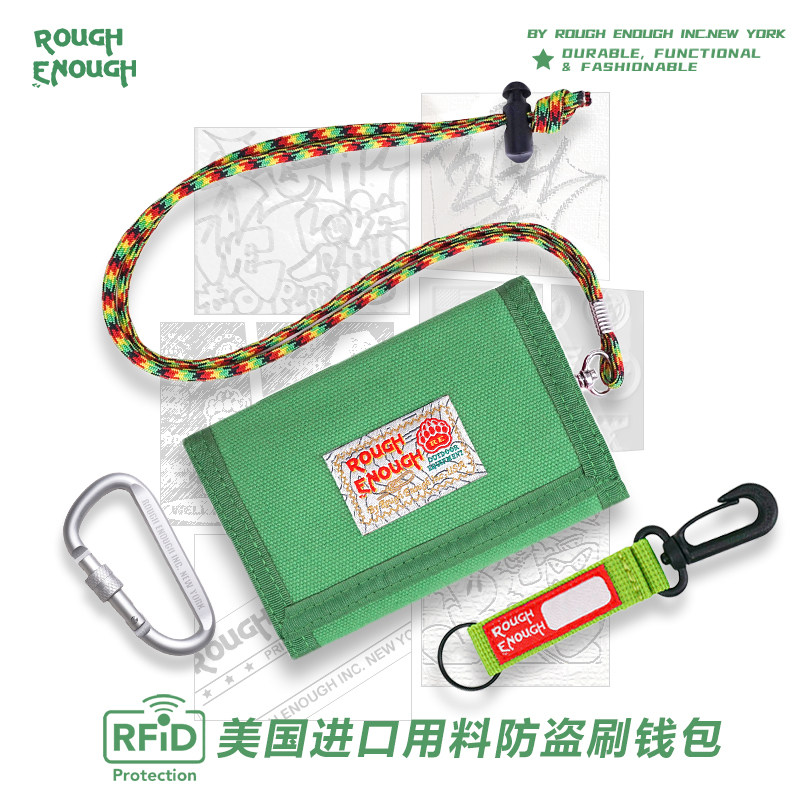 RGH防盗刷帆布折叠钱包挂脖卡包