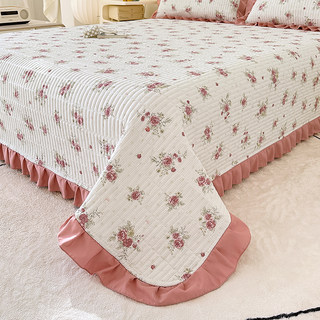 夹棉床盖三件套新款四季通用防滑床单榻榻米花边炕盖单人床盖布