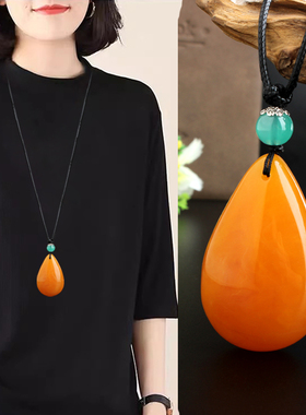 老蜜蜡蜡绳男女民族风项链