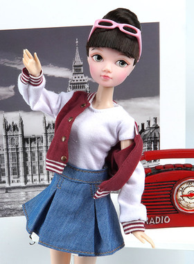 可儿娃娃时尚娃衣 精美服饰套装 春冬大衣连衣裙8073 （不含娃）