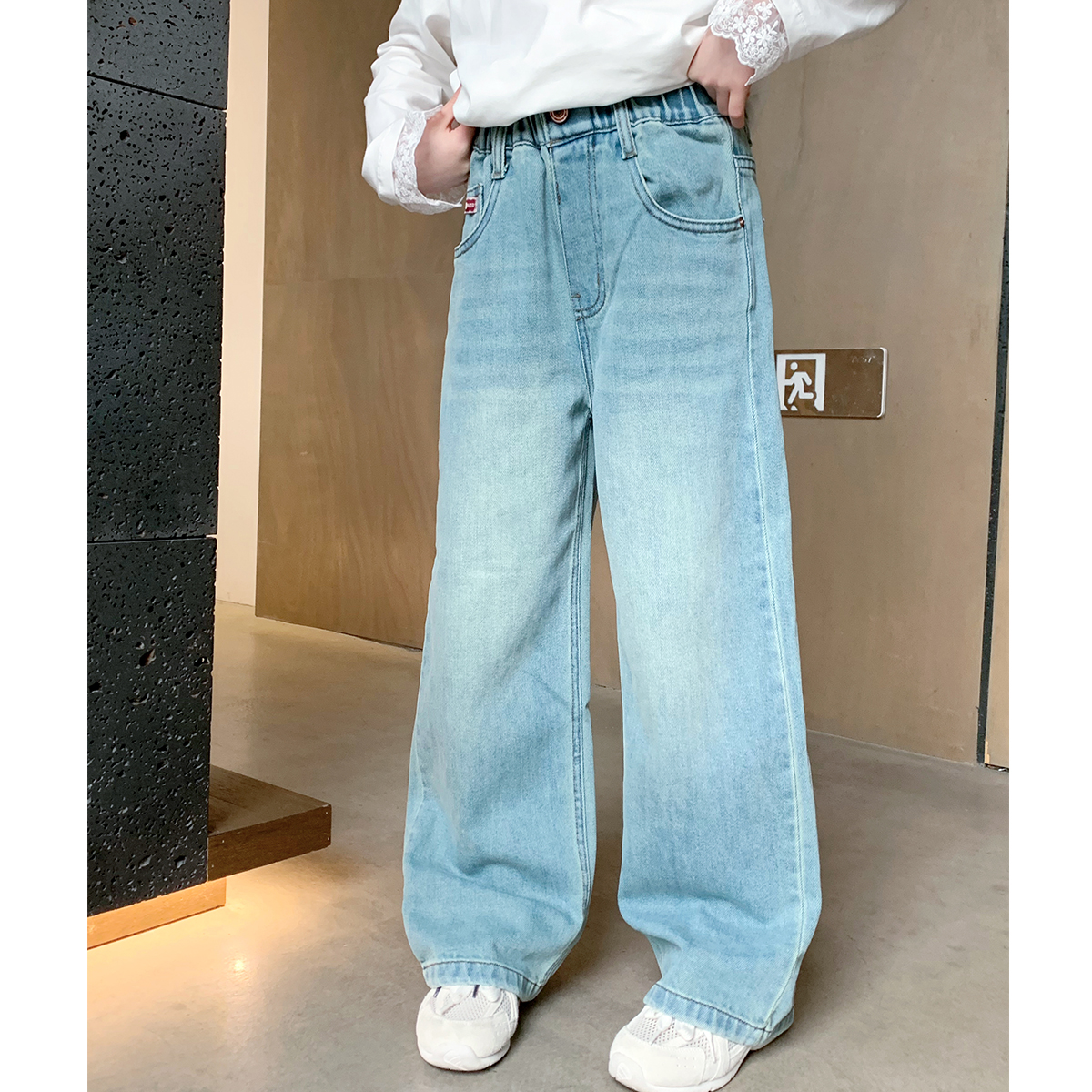 鱼儿妈 女童牛仔裤2025春秋新款儿童宽松裤子休闲裤子潮春装