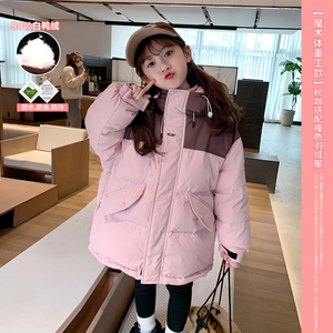 新年女童羽绒服2023冬装新款韩洋气儿童90白鸭绒宝宝加厚连帽外套