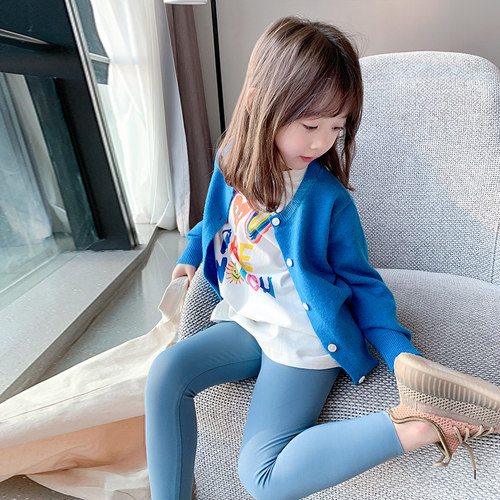 鱼儿妈 儿童春季打底裤2025春装新款女紧身长裤女童鲨皮裤