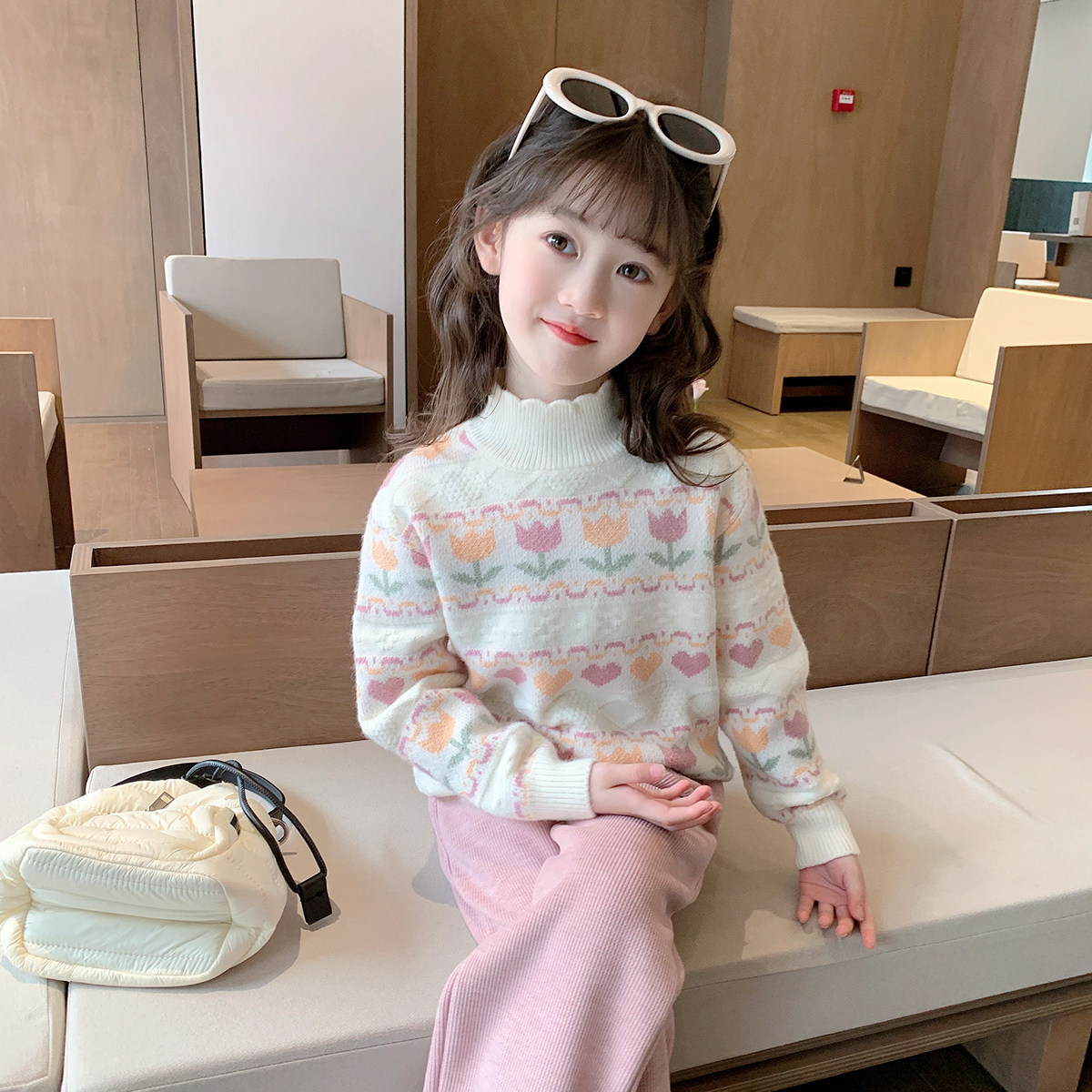鱼儿妈 女童毛衣2025冬装新款儿童韩针织上衣加厚小高领打底线衣,童装/婴儿装/亲子装,毛衣/针织衫,淘宝优惠券,粉丝福利购,淘宝优惠卷