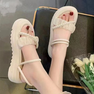 百搭凉拖鞋 仙女风新款 时尚 两穿二合一凉鞋 夏季 外穿网红珍珠沙滩鞋