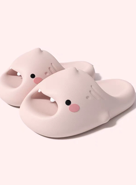 新款2025小萌鲨鱼拖鞋女夏季高颜值外穿可爱居家情侣舒适软底防滑