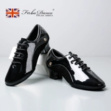 FB, профессиональная мужская обувь для латинских танцев, подлинный национальный стандарт, мягкая подошва, лакированная кожа на среднем каблуке, домашняя обувь для социальных танцев