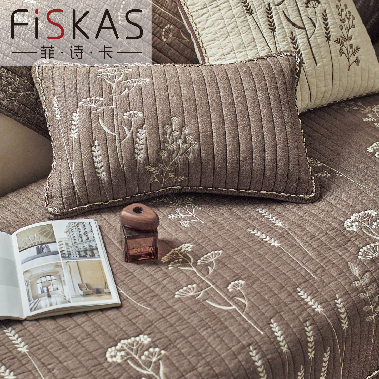 2026新款棉麻中古风沙发垫高端精绣四季通用防滑坐垫子套罩巾组合