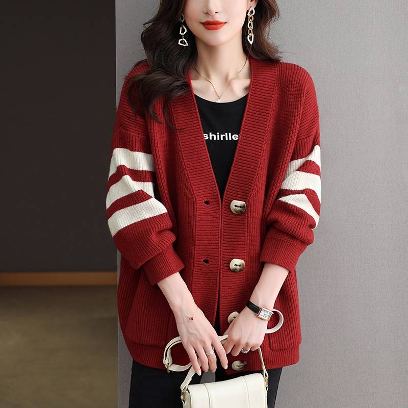 加码春季和秋季大尺寸毛衣夹克的妇女2025新热风格公斤中长度羊毛