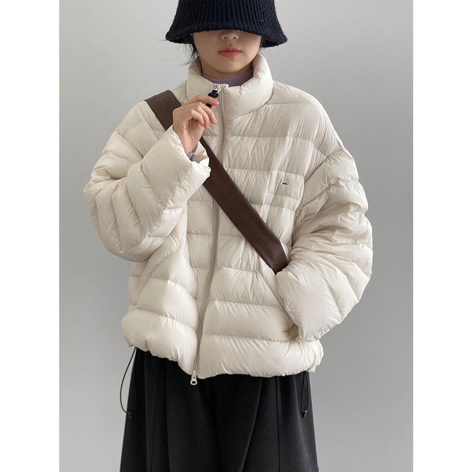 小个子轻薄羽绒服女2025新款云朵感韩系简约排骨纯色保暖面包服