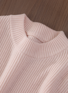 儿童羊绒衫女童双股中厚小抽条半高领打底衫中大童羊毛衫亲子毛衣