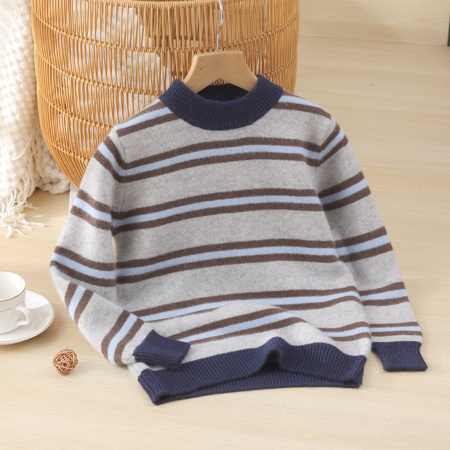 儿童羊绒衫男童双股厚款彩条半高领打底衫女童中大童羊毛衫毛衣,童装/婴儿装/亲子装,毛衣/针织衫,淘宝优惠券,粉丝福利购,淘宝优惠卷