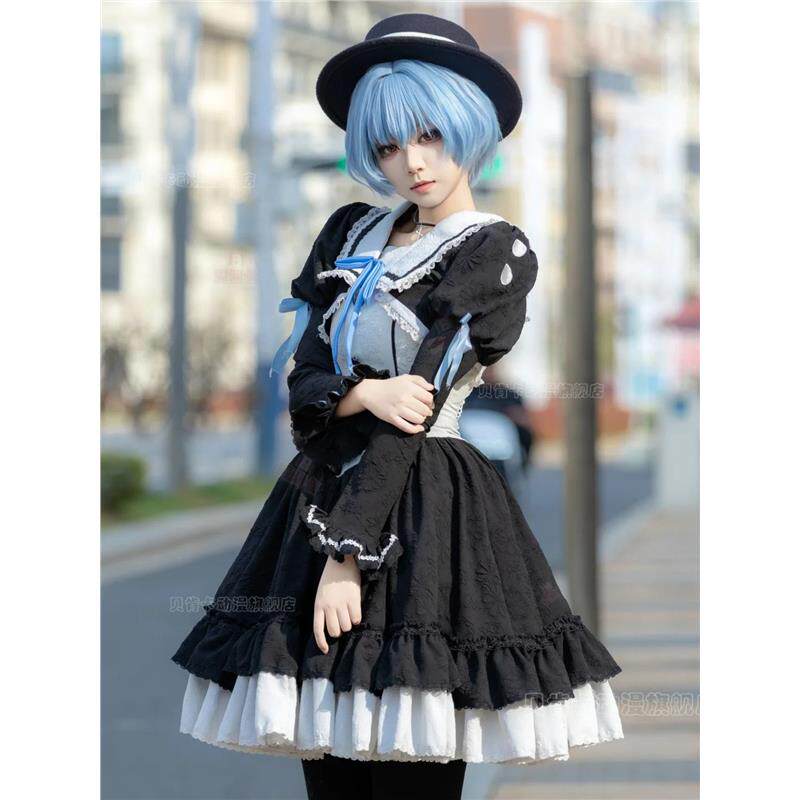 EVA新世纪福音战士cos服绫波丽黑色洋装cos服绫波丽哥特服
