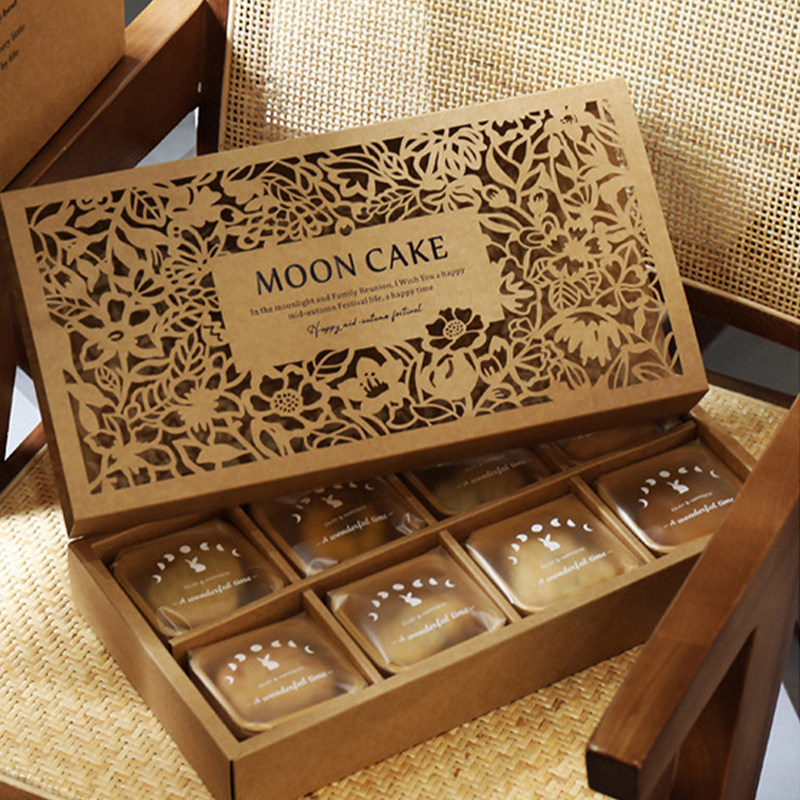中秋月饼盒8粒装礼盒镂空广州流心月饼包装盒国风高档蛋黄酥送礼