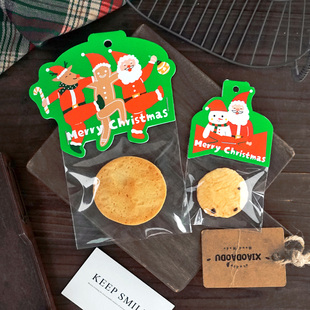 圣诞原创卡头饼干袋透明袋曲奇袋糖霜饼干袋diy袋子7cm10cm糖果袋