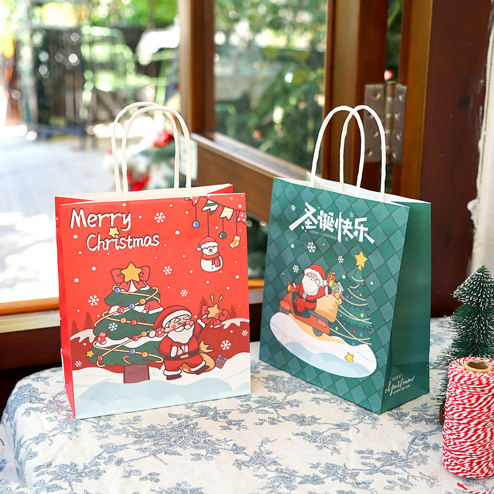 新款圣诞礼物礼品袋送礼包装手提袋牛皮纸袋伴手礼礼袋高级感袋子