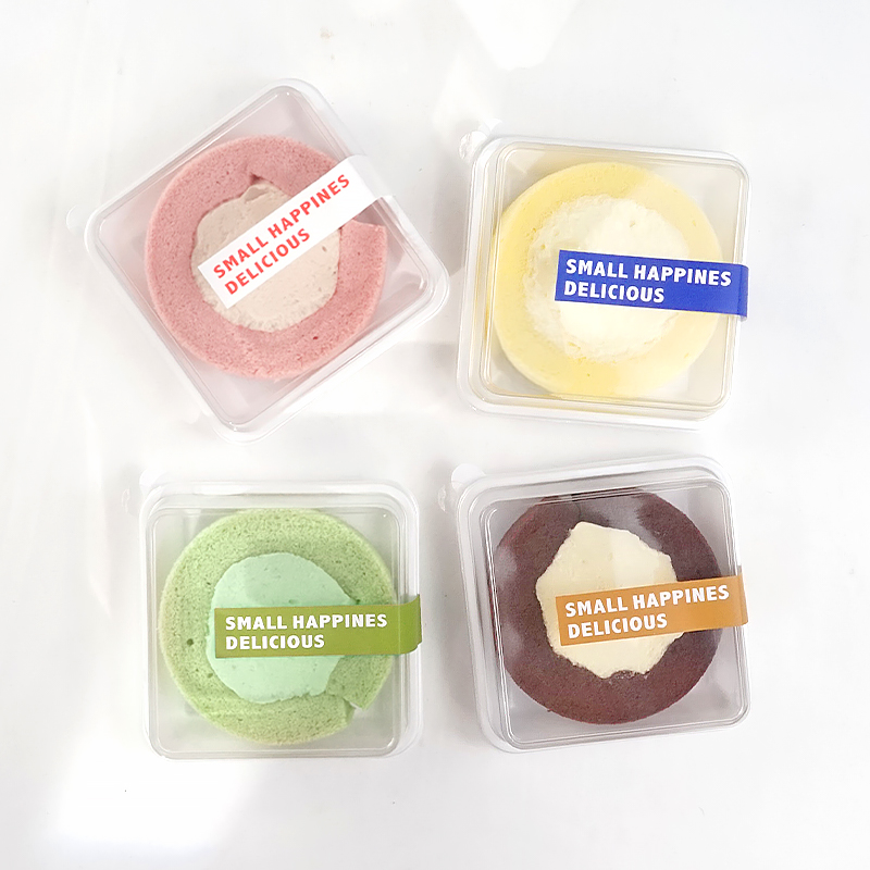 网红一片蛋糕打包盒贴纸方形透明