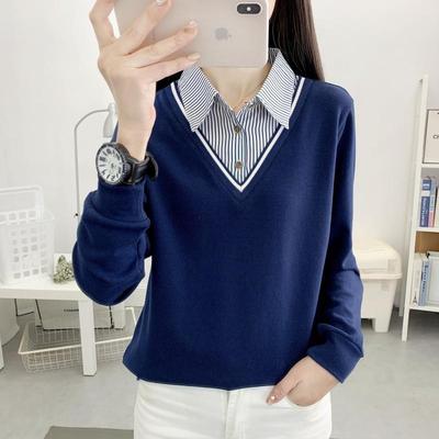 POLO领假两件纯棉卫衣女