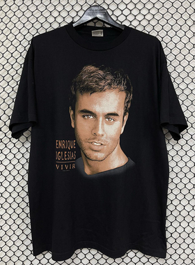Enrique Iglesias安立奎人像印花短袖欧美复古FOG街头潮牌纯棉t恤
