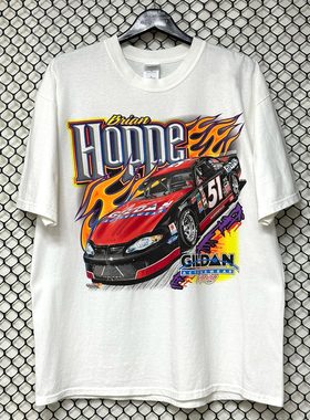 vintage Brian Hoppe Nascar赛车运动印花短袖美式复古Y2K高街T恤
