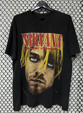 致敬涅槃乐队主唱KurtCobain科特柯本美式复古VTG高街潮牌短袖T恤