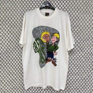 T恤 复古vintage高街休闲潮牌纯棉短袖 Green Day绿日朋克乐队美式