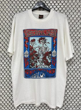 vintage Grateful Dead感恩而死摇滚乐队美式复古高街印花短袖T恤