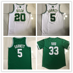 密绣款凯尔特人5号加内特网眼球衣20雷阿伦伯德短袖全刺绣篮球服