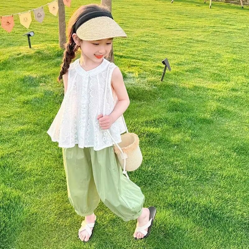 女童套装夏季2025新款时髦洋气女孩宝宝夏款两件套儿童装夏装无袖