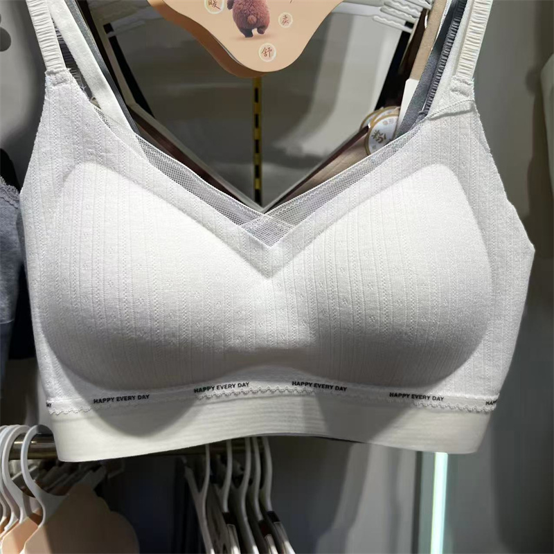 枫之欣8216裸感v领网纱固定杯2亲肤无痕大U美背吊带聚拢运动背心